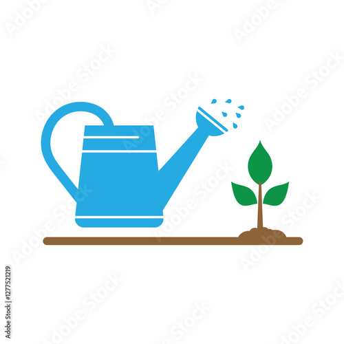 Watering plant icon logo design template isolated illustration