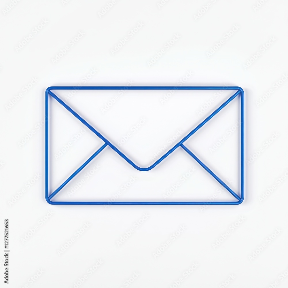 3D Glyph Line Icon of a minimalist envelope symbolizing communication and message delivery on solid white background. 3D Glyph Line Icon of a minimalist envelope symbolizing communication and message delivery on solid white background.