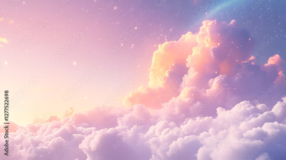 Dreamy Pastel Sky with Fluffy Clouds and Sparkling Stars,A dreamy,pastel sky filled with fluffy clouds at sunset,dreamy sky with pastel clouds and twinkling stars,sparkling stars,pink fantasy sky,Ai Dreamy Pastel Sky with Fluffy Clouds and Sparkling Stars,A dreamy,pastel sky filled with fluffy clouds at sunset,dreamy sky with pastel clouds and twinkling stars,sparkling stars,pink fantasy sky,Ai