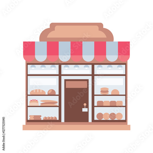 Local bakery with shelves icon