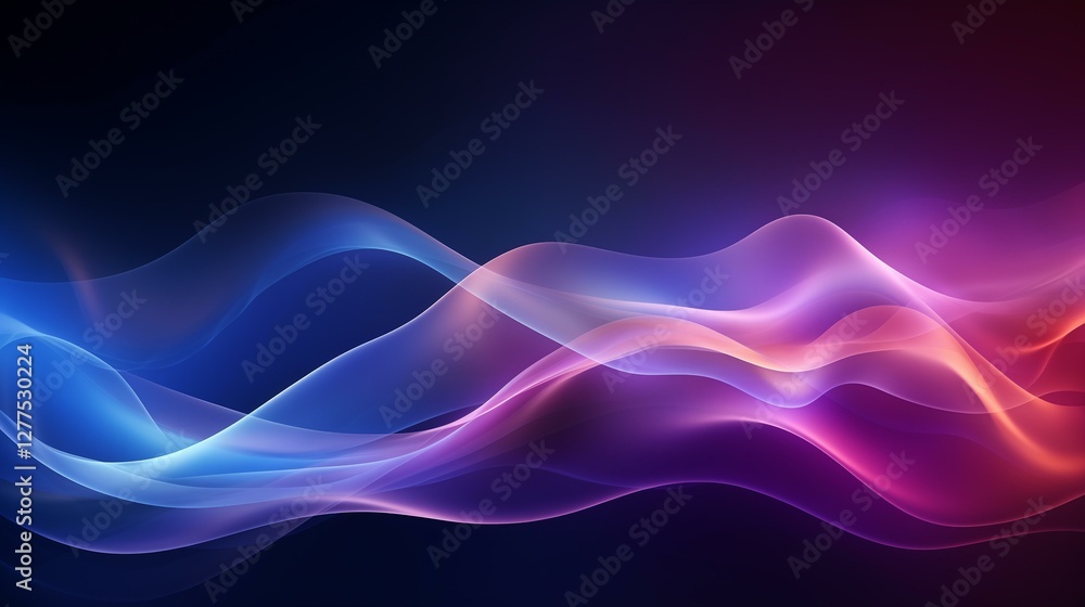 Abstract Flowing Waves of Blue and Purple Light Energy Abstract Flowing Waves of Blue and Purple Light Energy