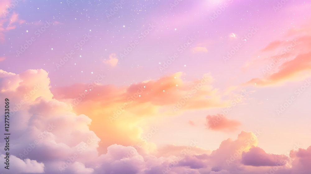 Dreamy Pastel Sky with Fluffy Clouds and Sparkling Stars,A dreamy,pastel sky filled with fluffy clouds at sunset,dreamy sky with pastel clouds and twinkling stars,sparkling stars, pink fantasy sky,Ai Dreamy Pastel Sky with Fluffy Clouds and Sparkling Stars,A dreamy,pastel sky filled with fluffy clouds at sunset,dreamy sky with pastel clouds and twinkling stars,sparkling stars, pink fantasy sky,Ai