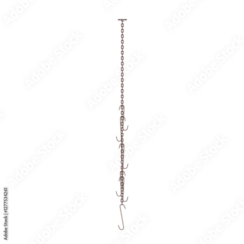 Chain With Hooks, 3d illustration isolated on white background