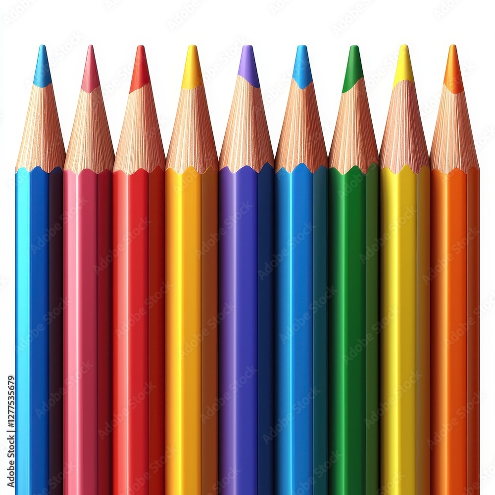 Vibrant Colored Pencils Close up Art Supplies Rainbow Hues Creative Tools Back to School Education Vibrant Colored Pencils Close up Art Supplies Rainbow Hues Creative Tools Back to School Education