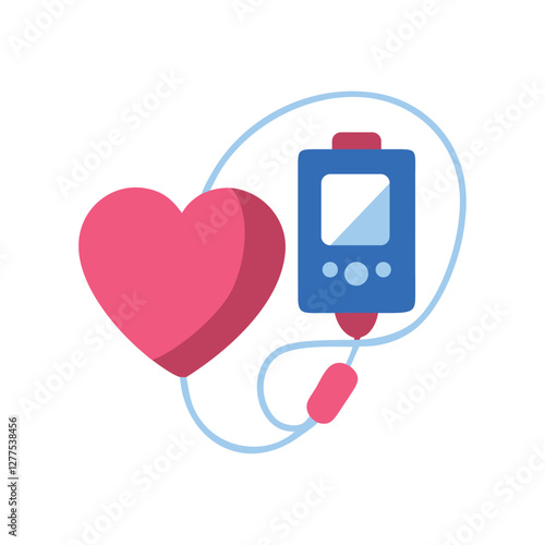 Heart with glucometer icon