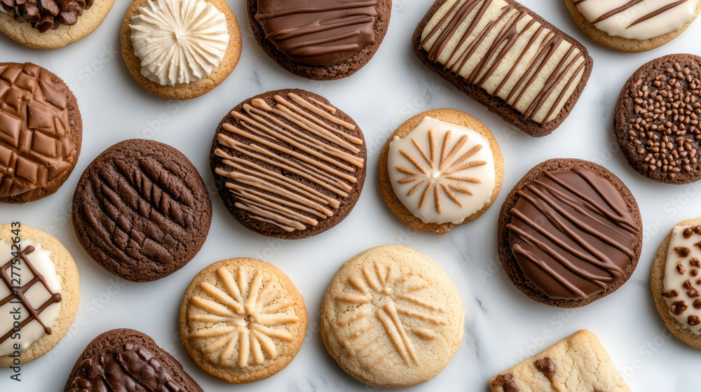 Delicious assortment of gourmet cookies with various toppings and flavors Delicious assortment of gourmet cookies with various toppings and flavors