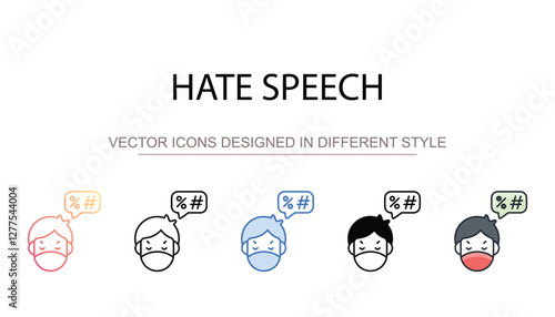Hate Speech icon design with white background stock illustration
