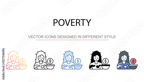 Poverty icon design with white background stock illustration