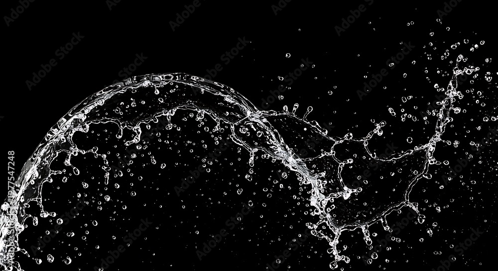 Obraz premium Water splashes isolated on black background