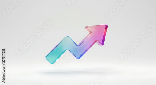 growth arrow icon with colorful gradient 3d rendering shape with glass effect transparant