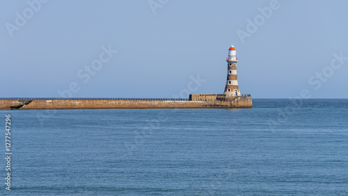 The Lighthouse and pier in Roker, England, UK
