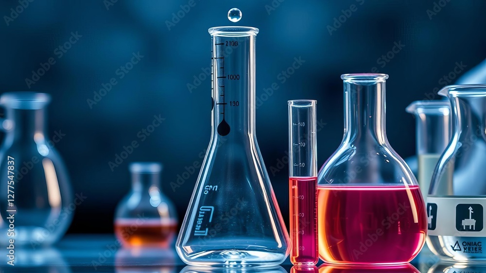 Laboratory glassware set for chemical research background, science, flask, test tube Laboratory glassware set for chemical research background, science, flask, test tube