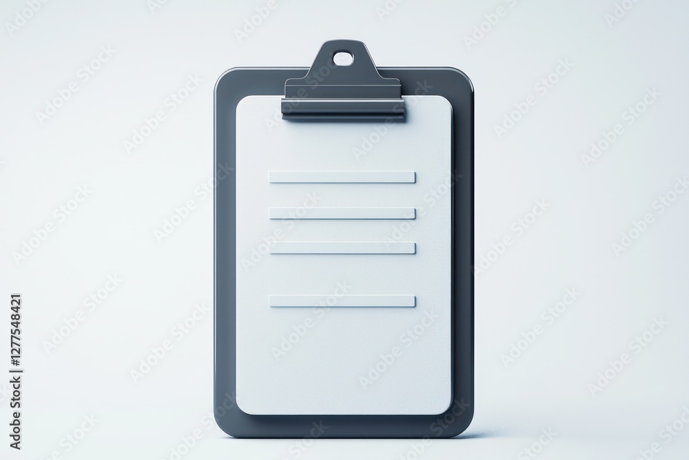 3D glyph line icon of a clipboard, representing professional use, on a white backdrop. 3D glyph line icon of a clipboard, representing professional use, on a white backdrop.