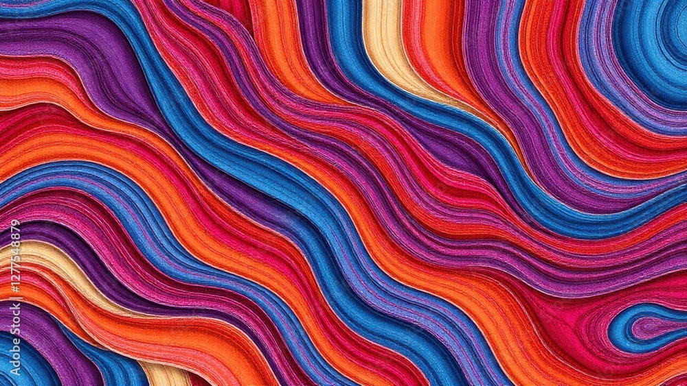 Obraz premium an artwork featuring a rich, textured composition of undulating, multicolored bands, with a focus on blending and transitioning between hues to create a visually striking effect