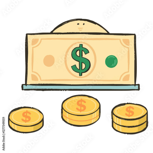 Illustration of a Banknote Representing Banking Isolated on White Background.