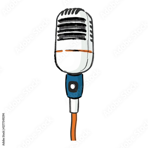 Illustration of Microphone Representing Media