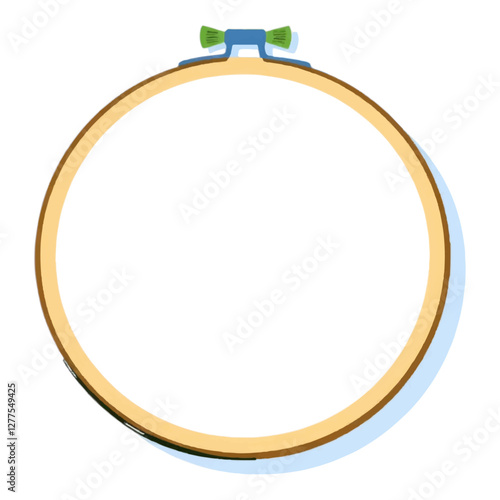 Illustration of Embroidery Hoop Representing Fashion Industry Isolated on White Background.