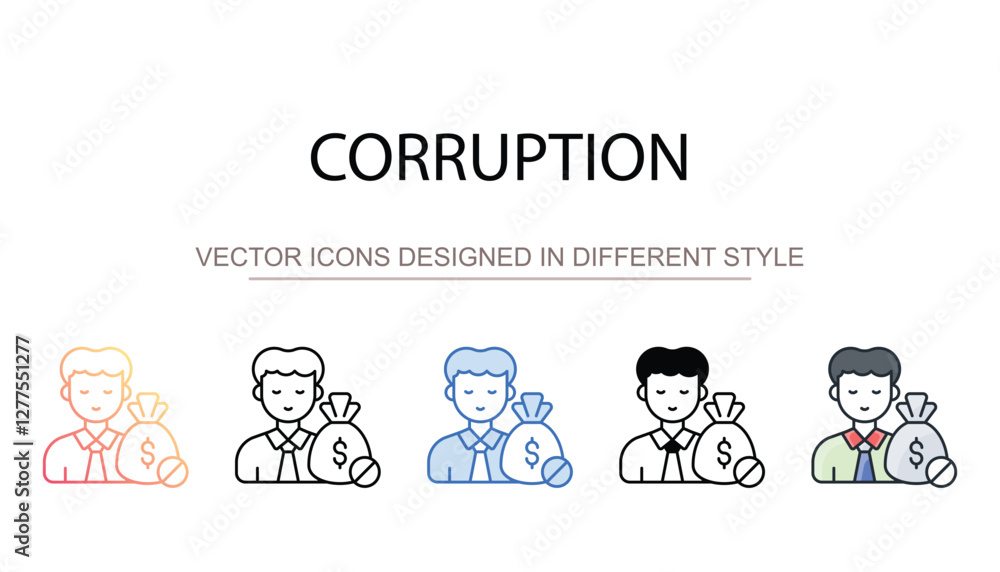 Corruption icon design with white background stock illustration Corruption icon design with white background stock illustration