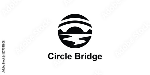 logo design combination of bridge and circle, logo for bridge project, building, construction, symbol, icon, idea, creative.