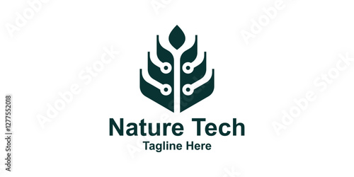 logo design combination of leaves and technology connection, logo for ecology, connection, symbol, icon, idea, creative.