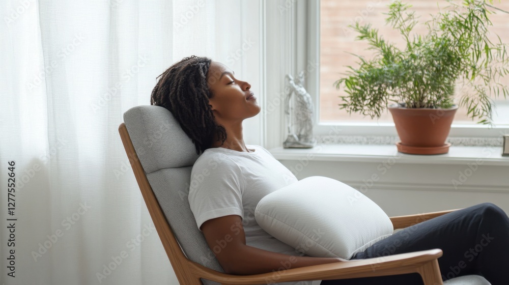 Chronic back pain relief using a memory foam cushion in a chair. Featuring support and comfort Chronic back pain relief using a memory foam cushion in a chair. Featuring support and comfort
