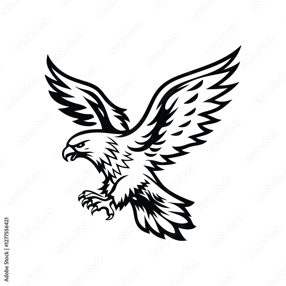 Obraz premium Powerful eagle soaring through the sky with wide wings spread in a dynamic and bold style