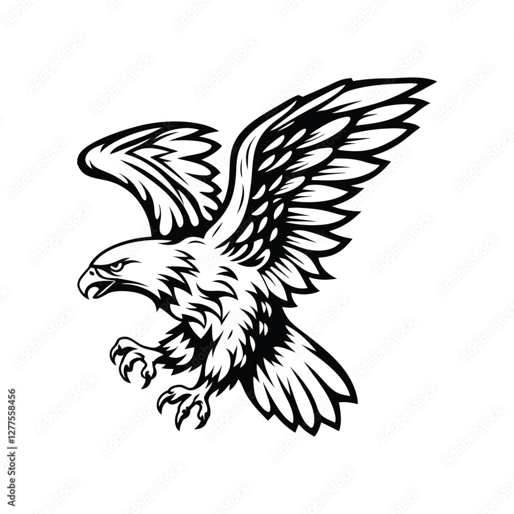 Fototapeta premium Powerful eagle soaring through the sky with wide wings spread in a dynamic and bold style