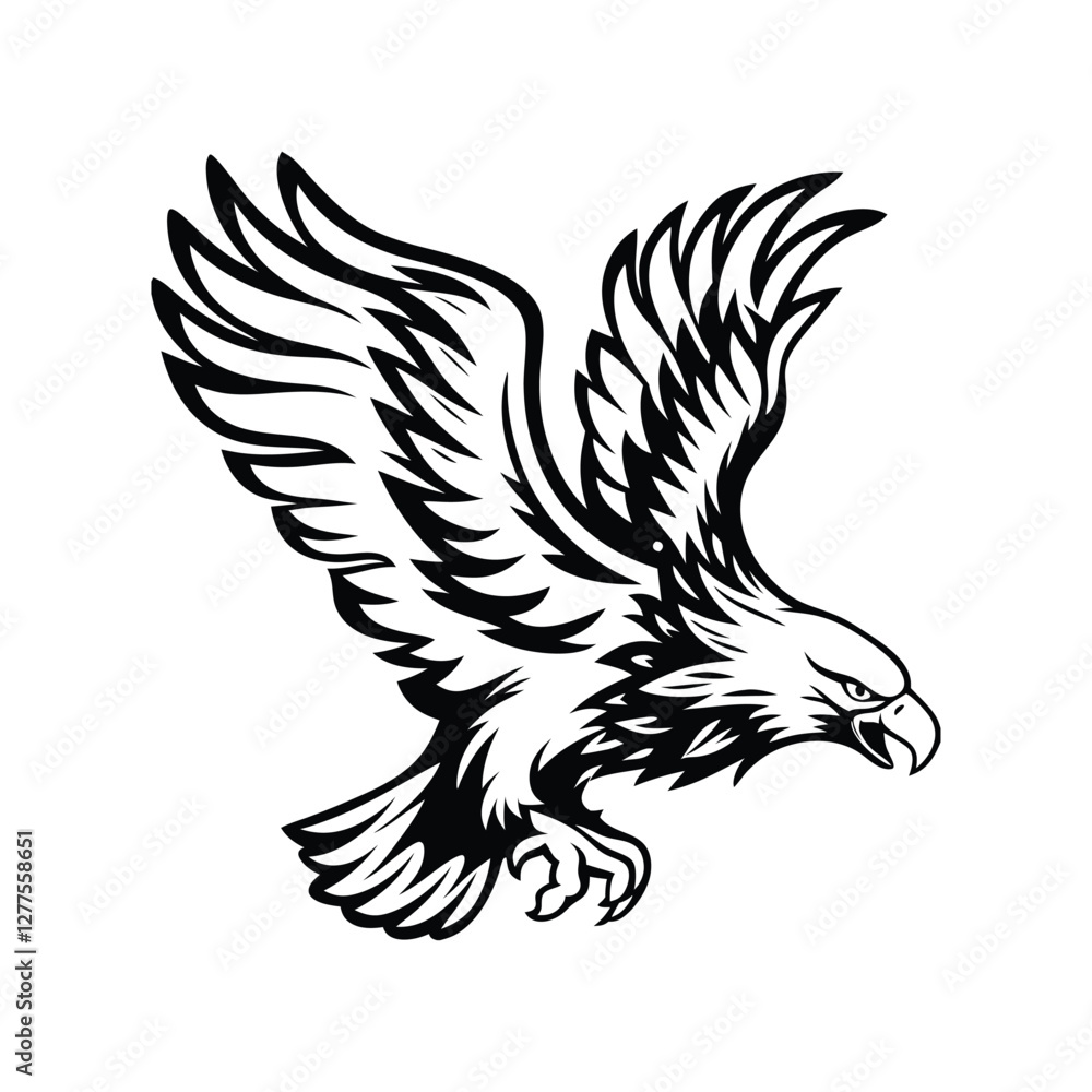 Obraz premium Powerful eagle soaring through the sky with wide wings spread in a dynamic and bold style