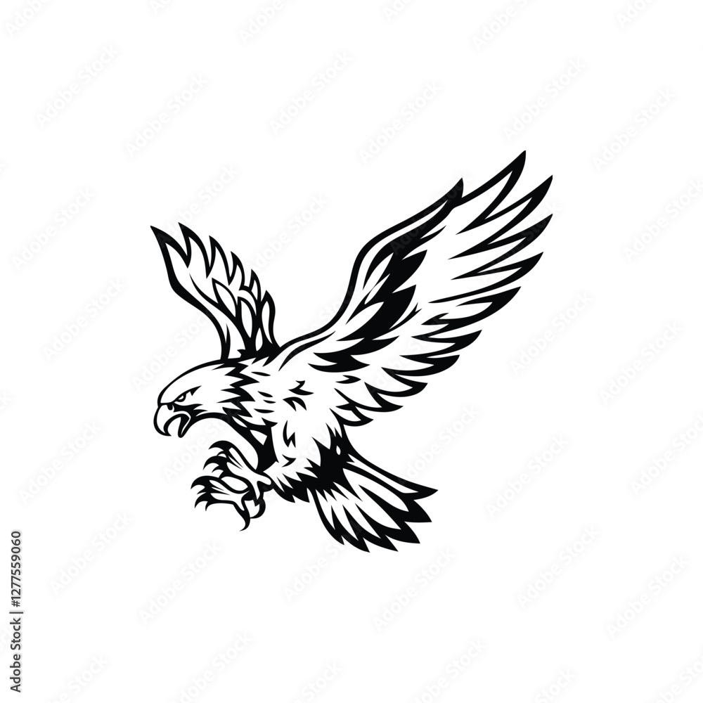 Fototapeta premium Powerful eagle soaring through the sky with wide wings spread in a dynamic and bold style