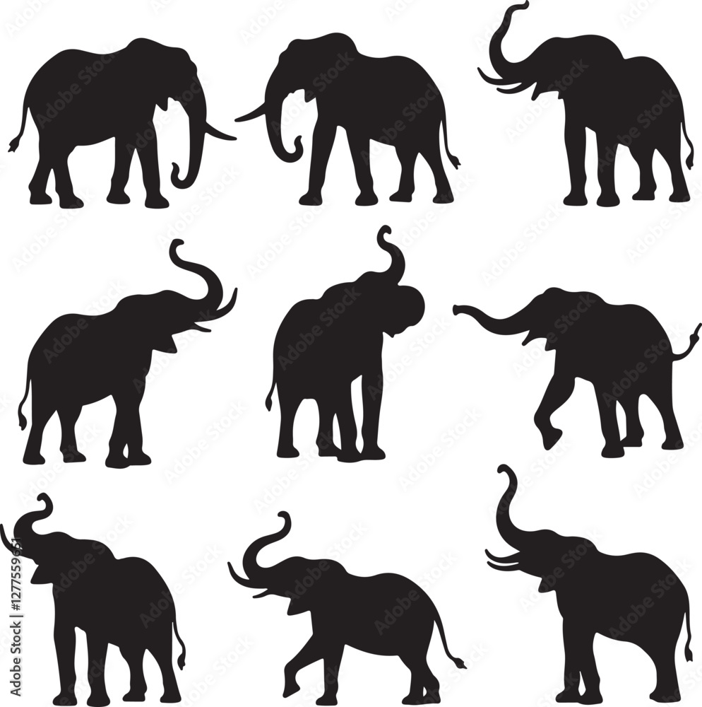Fototapeta premium Stunning Elephant Silhouette Collection - Beautiful Artwork & Design.