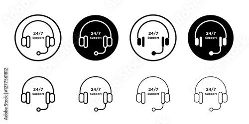 24 hrs support or service icon line art vector