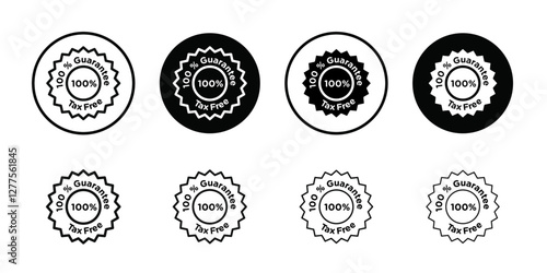 100 percent Guarantee Tax Free icon line art vector