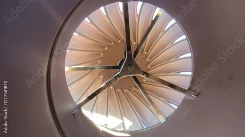 Inside a Spinning Roof Wind Turbine on a House