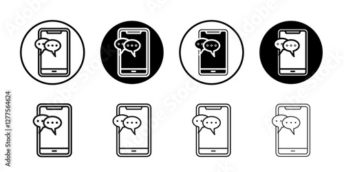 Chatting message on mobile phone icon line art vector