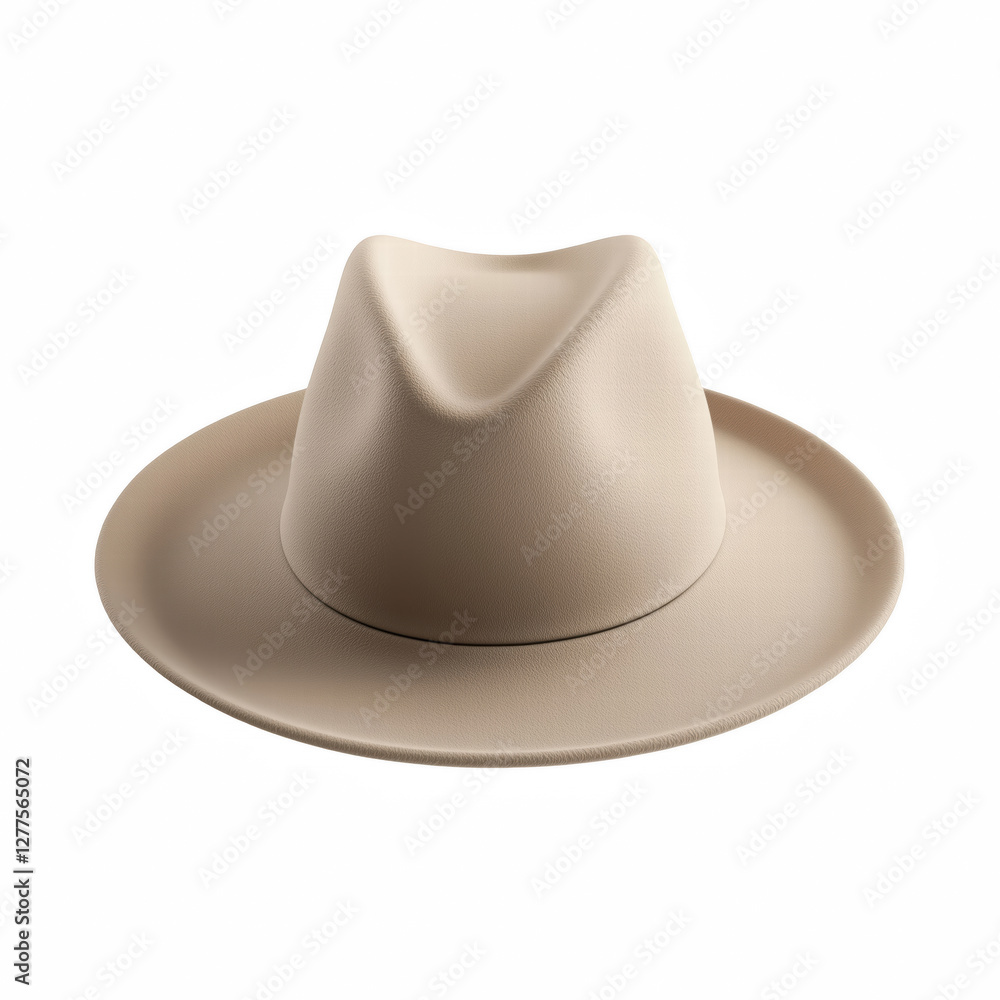 Realistic stylish beige hat with a wide brim and soft creases on the crown, crafted from felt material, classic and elegant fashion accessory, isolated on transparent background. Realistic stylish beige hat with a wide brim and soft creases on the crown, crafted from felt material, classic and elegant fashion accessory, isolated on transparent background.