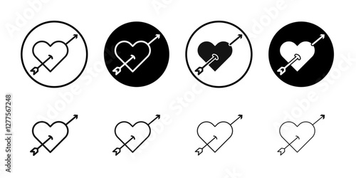 heart and arrow Amour icon line art vector