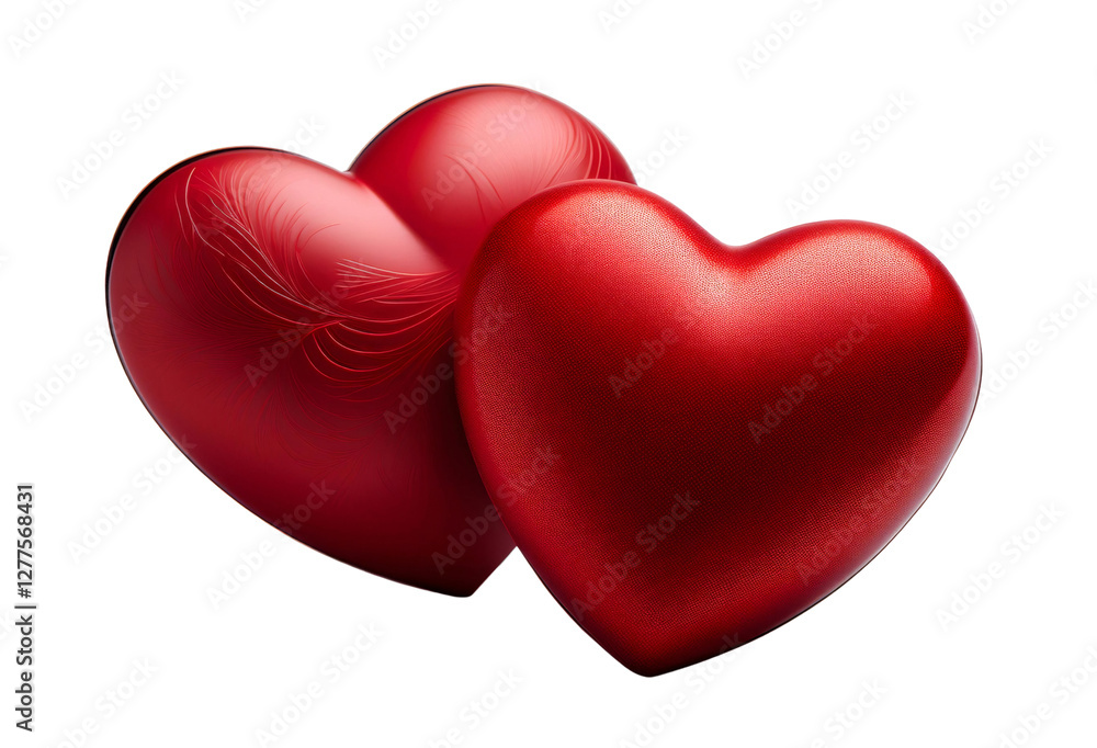 Fototapeta premium two red hearts floating together.