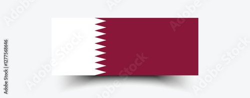 Flag of Qatar. Flag icon. Standard color. Standard size. A rectangular flag. Computer illustration. Digital illustration. Vector illustration.