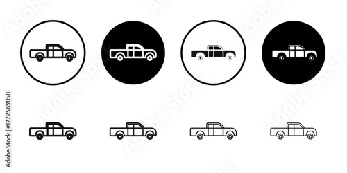Pickup truck icon line art vector