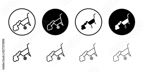 wheelbarrow unloading icon line art vector