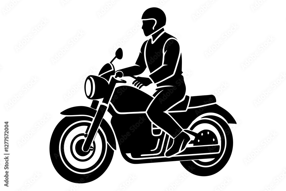 Fototapeta premium silhouette of a man riding a motorcycle