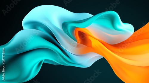 Abstract blue and orange gradient with smoke waves, hyper-realistic 3D render. High-detail, cinematic lighting, perfect for modern designs and wallpapers.
