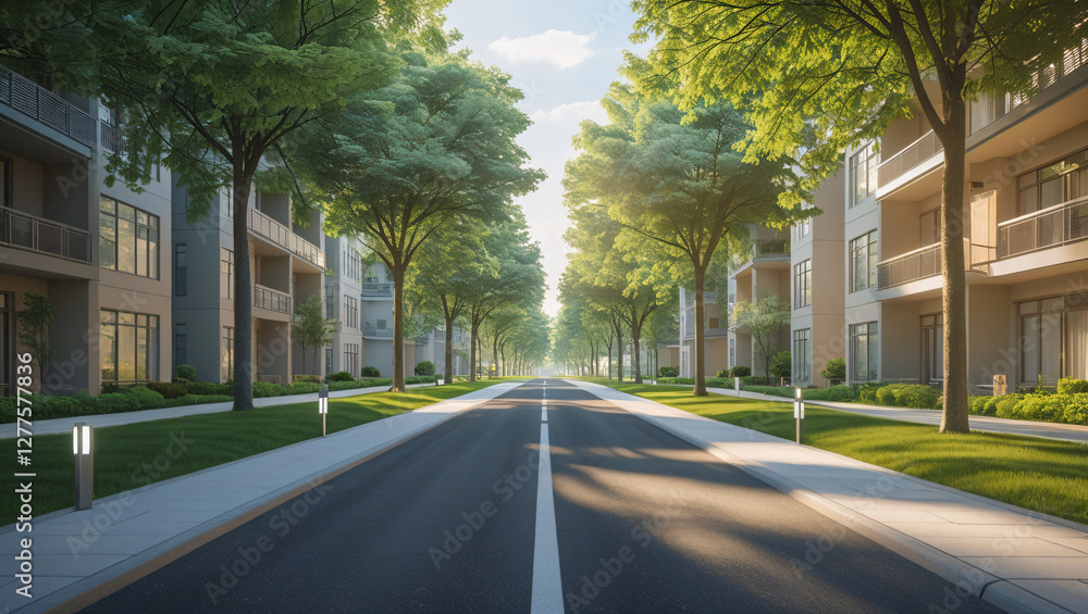 Modern Urban Street – Daytime Tranquil Cityscape Modern Urban Street – Daytime Tranquil Cityscape