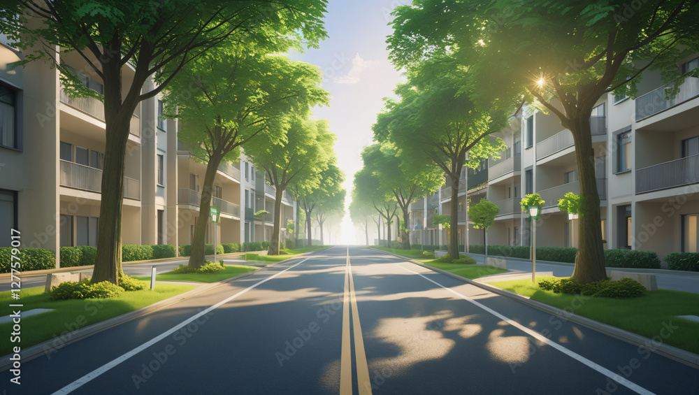 Modern Urban Street – Daytime Tranquil Cityscape Modern Urban Street – Daytime Tranquil Cityscape