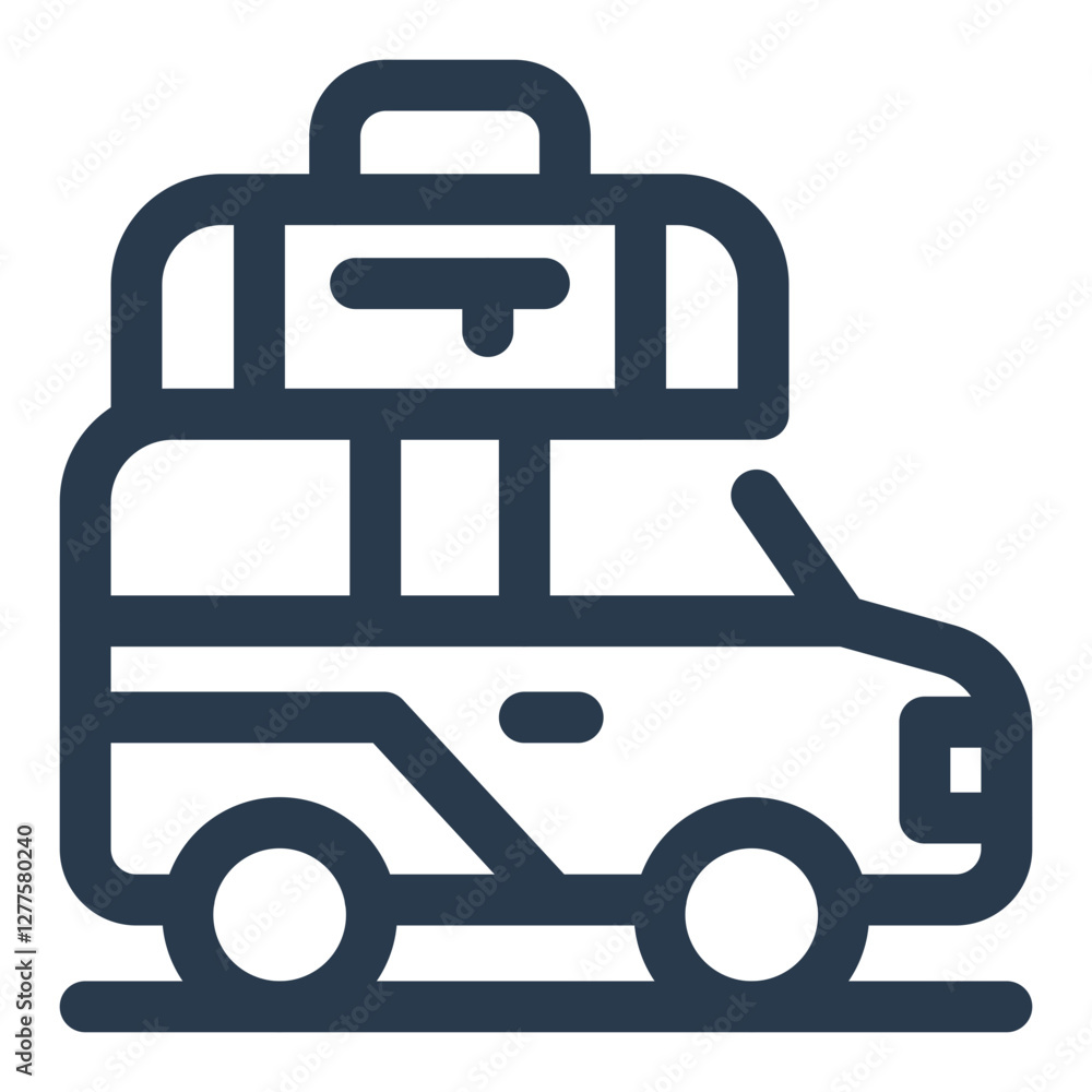 Eid Homecoming with Luggage and Vehicle Icon Eid Homecoming with Luggage and Vehicle Icon