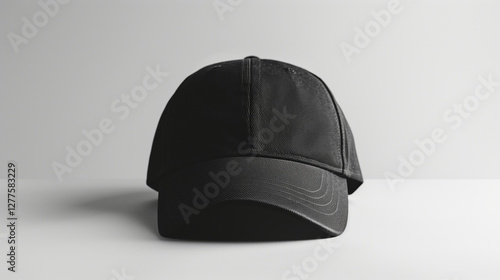 Black baseball cap mockup on neutral background