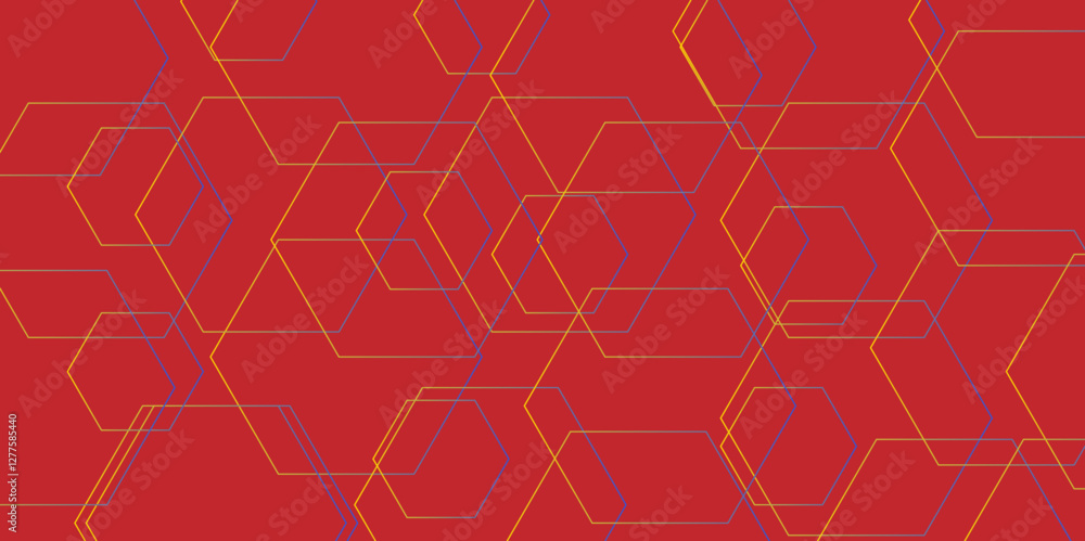 Abstract red and colorful lines 3d Hexagonal structure futuristic background. Modern simple style hexagonal graphic concept. White hexagonal pattern background, with copy space abstract banner use. Abstract red and colorful lines 3d Hexagonal structure futuristic background. Modern simple style hexagonal graphic concept. White hexagonal pattern background, with copy space abstract banner use.