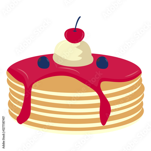 Sweet Pancake Illustration with Cartoon Design. Isolated Vector 