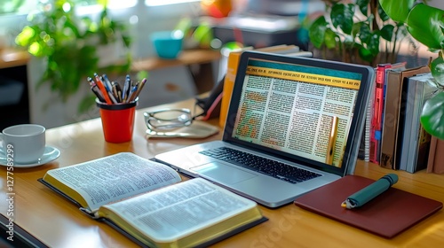 Bible Study Laptop Workspace - Minimalist workspace
