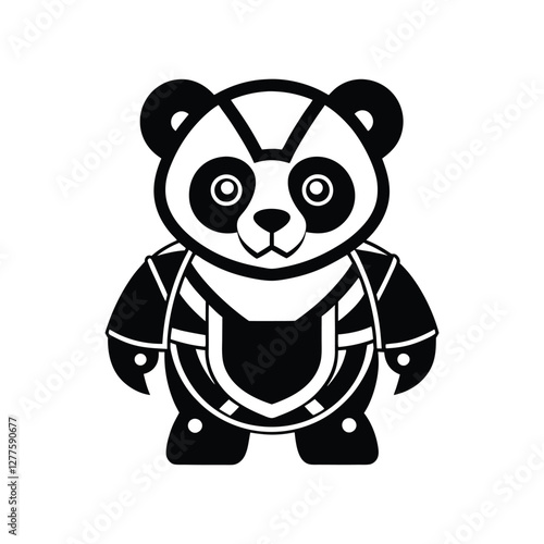 a cute panda cybernetic biomechanical art
